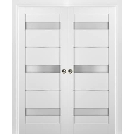 Sartodoors Double French Interior Door, 48" x 80", Gray QUADRO4055DP-WS-5684